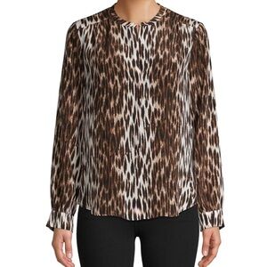 L'AGENCE Leopard Silk Blouse
